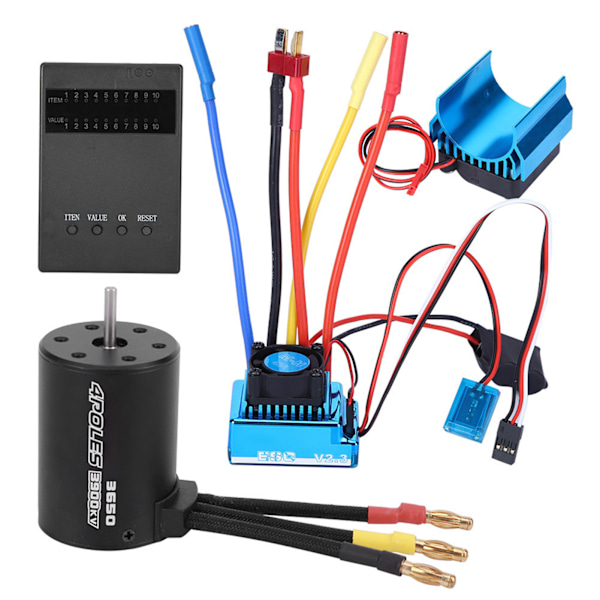3650 Motor 3900Kv Børsteløs ESC Varmeavleder Programmeringskort Sett RC Bil Tilbehør (45A)