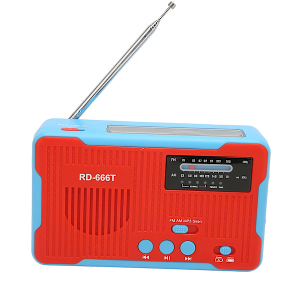 Nödradio solcellsdriven handvev AM FM multifunktions bärbar radio med LED-ficklampa för hem utomhus
