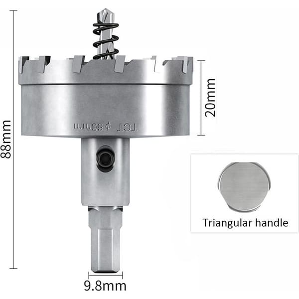 Hulsave i hårdmetal, 60 mm skærediameter til 0,5 mm-3 mm rustfrit stål og 5 mm metalplader