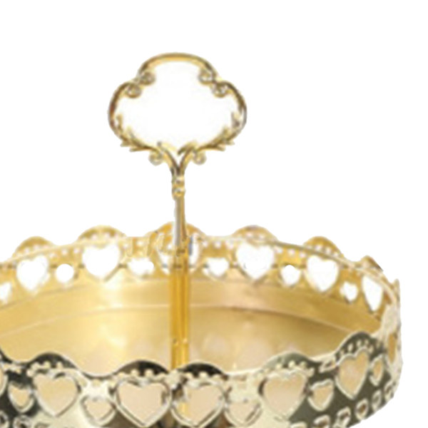 Dobbelt lag kagefad dekorativ kobber guld kiks dessert display plade til bryllup udhulet kærlighed hjerte