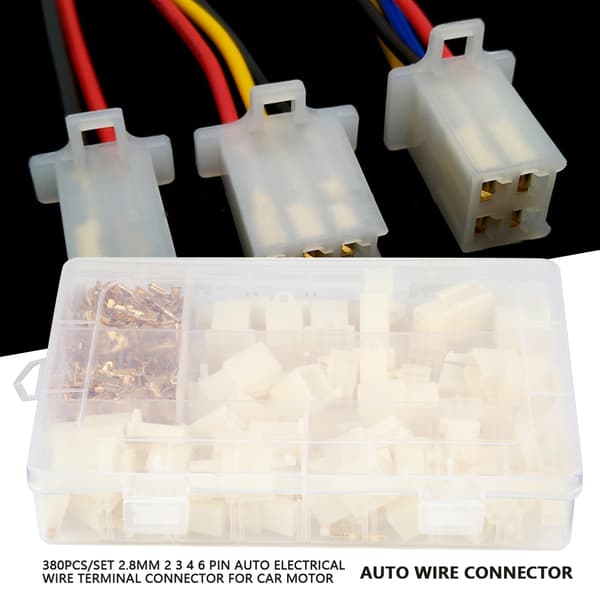 380 stk./sæt 2,8 mm 2 3 4 6 Pin Auto Elektrisk Ledning Terminal Konnektor til Bilmotor