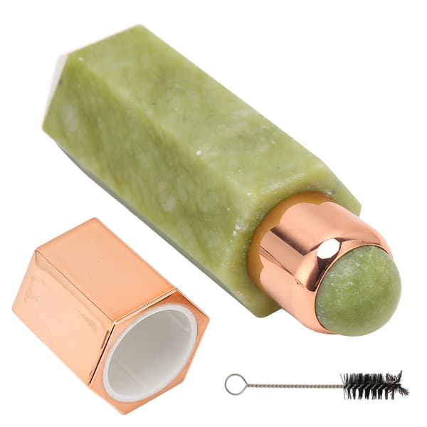 Multifunktionell Hexagonal Prism Jade Ansiktsmassagerulle Hudåtstramande Lyftande Ansiktsmassager Grön
