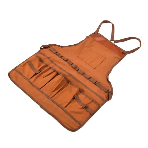 Utomhus förkläde i canvas, multifunktionellt snickarförkläde för trädgårdsarbete, camping, grillning