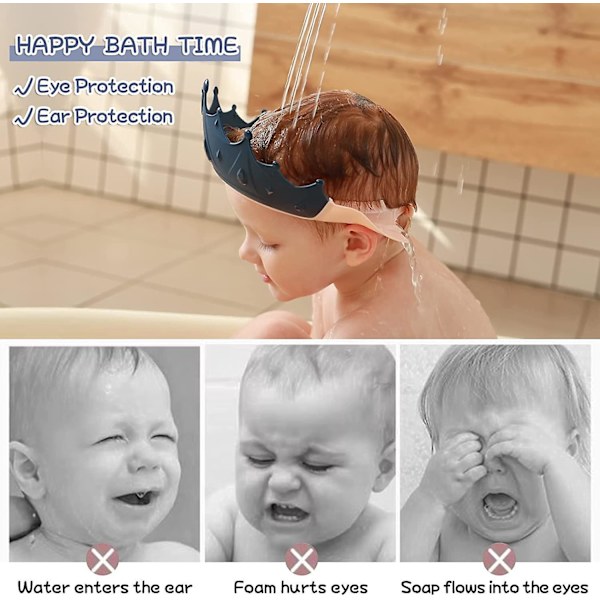 Justerbar baby simhatt och mask - Blå, 15*13cm, 0-9 år gammal, skyddar barns ögon