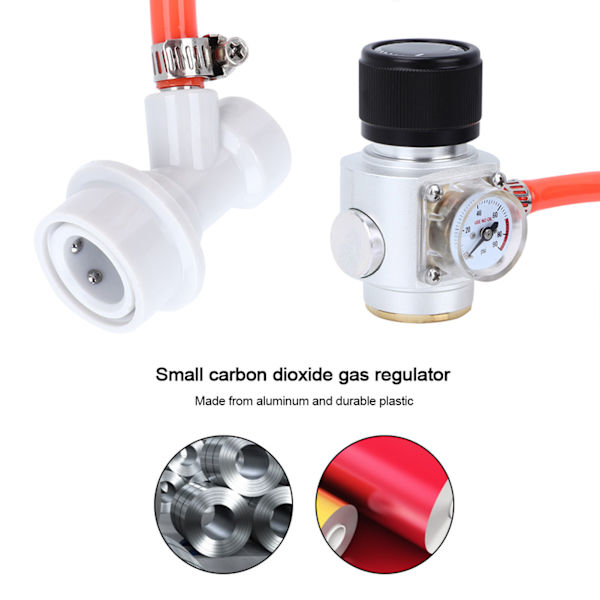 CO2 Mini Gas Regulator 5/16in Gas Line Assembly Quick Connector Tryckmätare