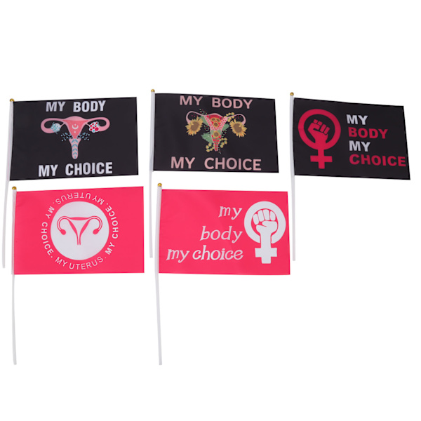 10-pack kvinnors rättigheter protestflagga set polyester trädgårdsdekoration flagga med flaggstänger för gårdar typ B