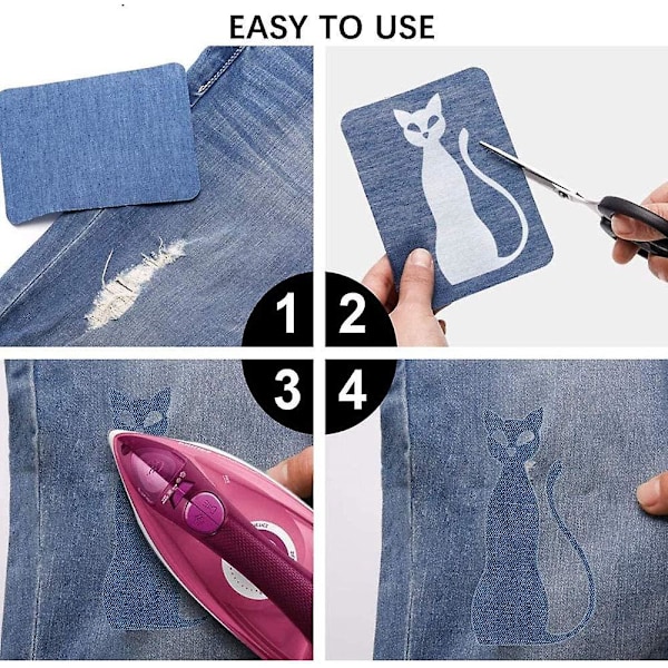 30 KPL Kangaspaikka, vedenpitävä itseliimautuva denim-farkkupaikka vaatteiden korjaukseen, 5 väriä DIY-farkkupaikkoja vaatteisiin farkkuihin takkeihin (4,9 x