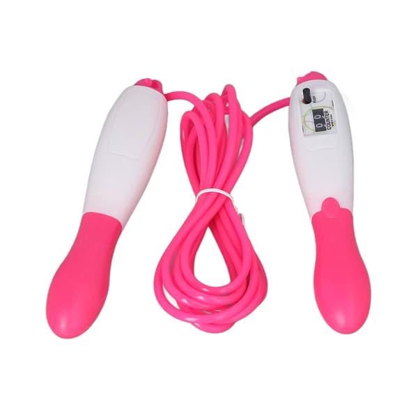 Hoppestøkktau i PVC-ledning, justerbar, med tellefunksjon for trening, for voksne, studenter, idrettstester, rosa