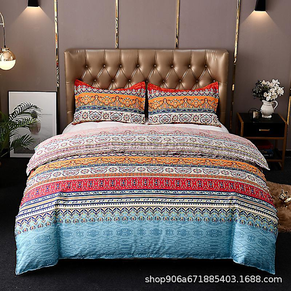 Bohemsk Vattert Sengeteppe Dobbel 3 Deler Lappeteppe Sengeteppe Reversibel Myk Mikrofiber Sengetøy 220*240cm