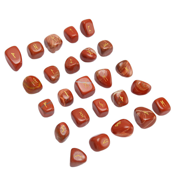 25 st Runstenar Set Lycka till Healing Power Polerad Graverad Elder Alfabet Chakra Runstenar för inflyttning Redstone