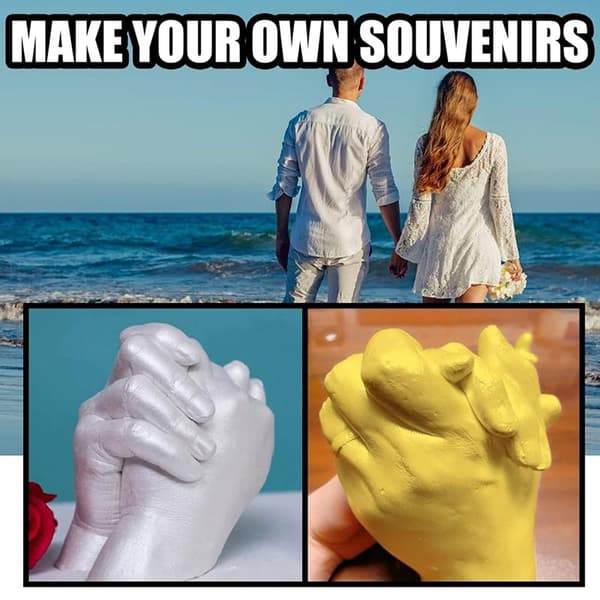 3D Hand Casting Kit for Couples DIY Hand Casting Kit for Adults Keepsake Hand Mold Kit for Valentine's Day Wedding Anniversary Gifts