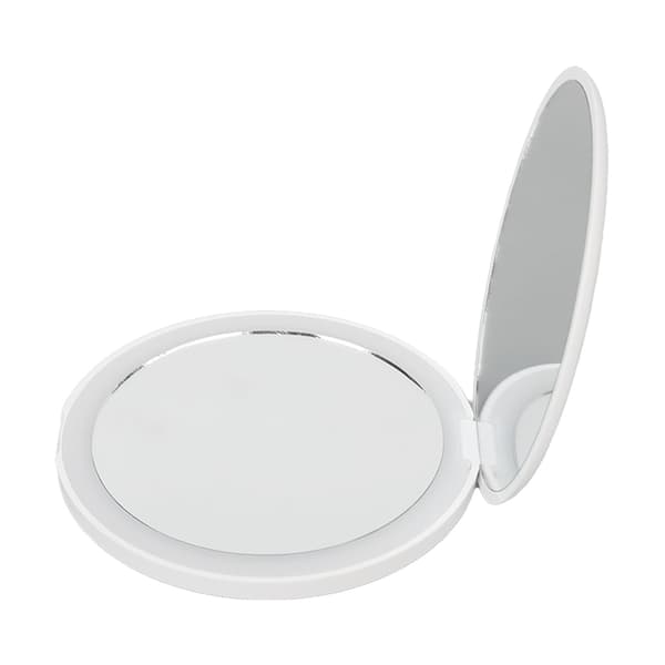 Rundt LED-lommespejl bærbart foldbart mini LED-belyst lomme-makeup-spejl til rejser