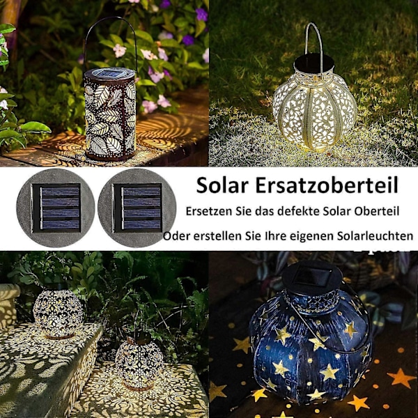 2 Pakke Solcellelys Erstatning med LED Solcellepanel Erstatningsdeksel Utendørs Belysning Hagedekor