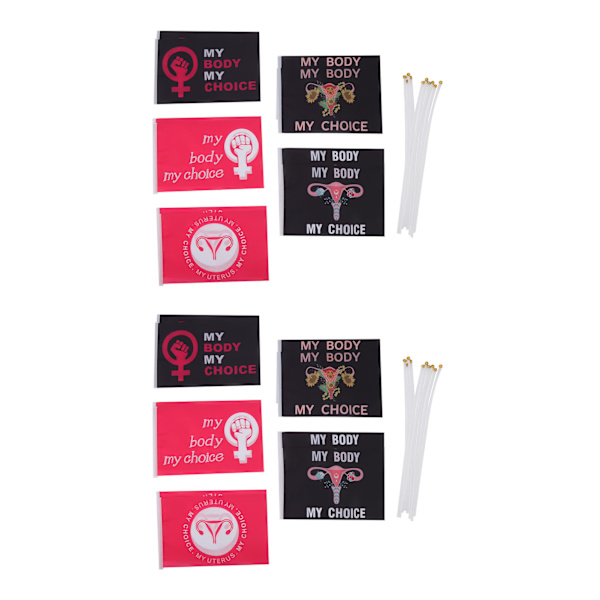 10-pack kvinnors rättigheter protestflagga set polyester trädgårdsdekoration flagga med flaggstänger för gårdar typ B
