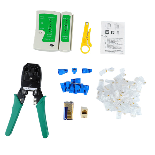Network Cable Pliers Crystal Head Crimper Wire Crimping Tester Tool with Stripper 9V Battery
