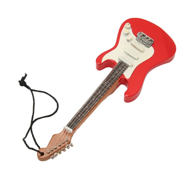 Miniatyrgitarr Modell Simulering Innovativ Trä Elektrisk Gitarr Modell med Hängrep för Presenter Dekor 01