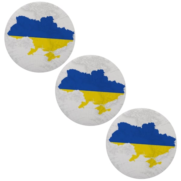 3PCS 44mm UkrainianFlag Lapel Pin Ukrainian Flag Badge National Pin Brooch Badge with Map Pattern