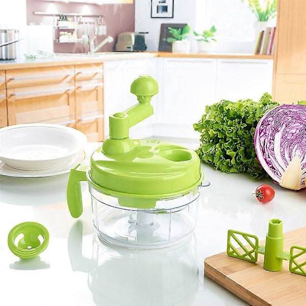 Køkken Håndsving Madprocessor/Manuel Kødhakker/Grøntsagsskærer og Hakker/Frugtblender med Æggeblommeseparator Roterende Løghakker