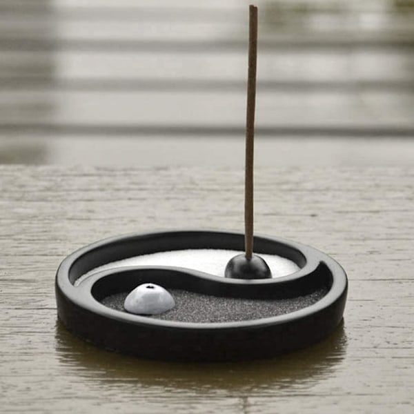 Mini Zen Hage, Yin Yang Sand Røkelsesholder Taiji Trigram Form Resin Håndverk Hjemmedekorasjon