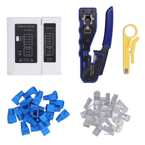 RJ45 Crimp Tool Kit Pass Through All in One Ethernet Crimper for Cat5e Cat6 Cat6a 8P8C Modular Connector Crimping