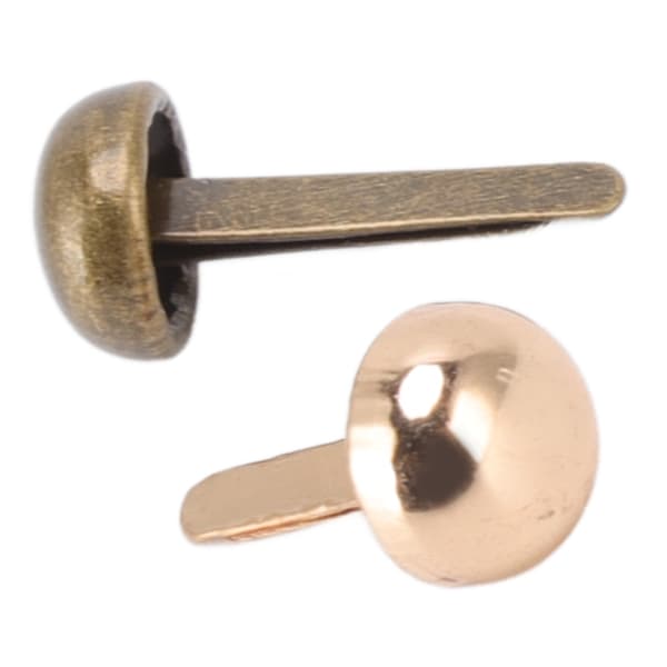 200 stk. mini-splinter 8 mm rundt hode DIY håndverk galvaniseringsprosess lys gull bronse messingfester for punkboks-pakke