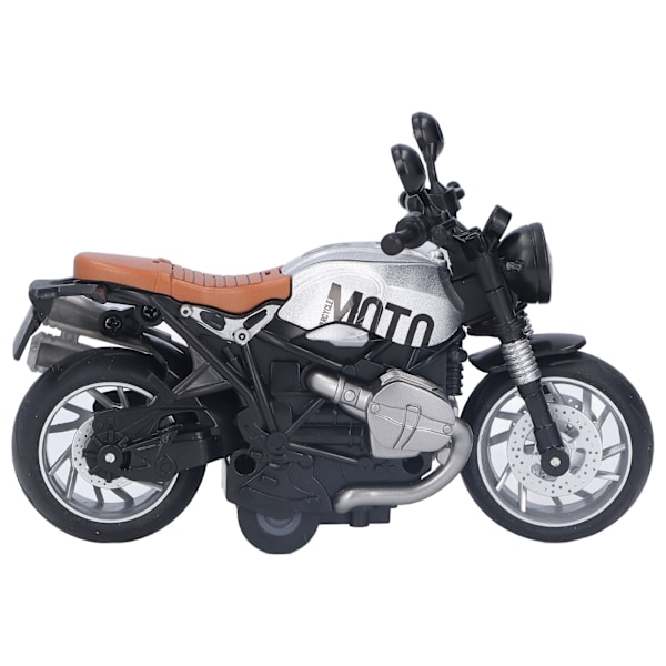 1:12 Tilbake Motorcycle Toy Kul Retro Motorcycle Toy med belysning for barn gutter Sliver Black