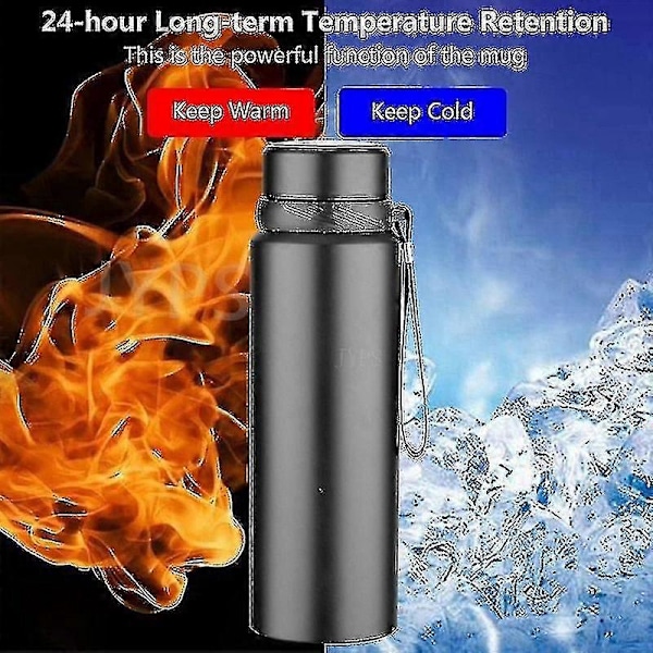 Smart Termosflaska 1000ml - Håller Kallt Och Varmt - Temperaturdisplay - Vakuumflaskor 1000ml gyllene