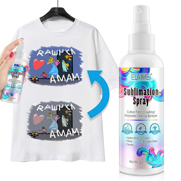 Sublimaatiopinnoitesuihke puuvillaisille t-paidoille, mukaan lukien polyesterihiirimatot, kartonkikangas, helppo kuivata, 100 ml