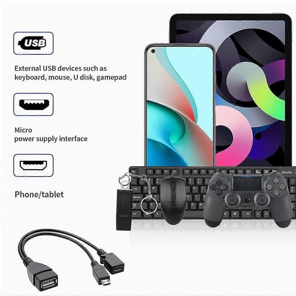 Micro USB OTG-kabel HDD SSD USB förlängningskabel extra strömförsörjning Micro USB hane hona till USB hona splitterkabel
