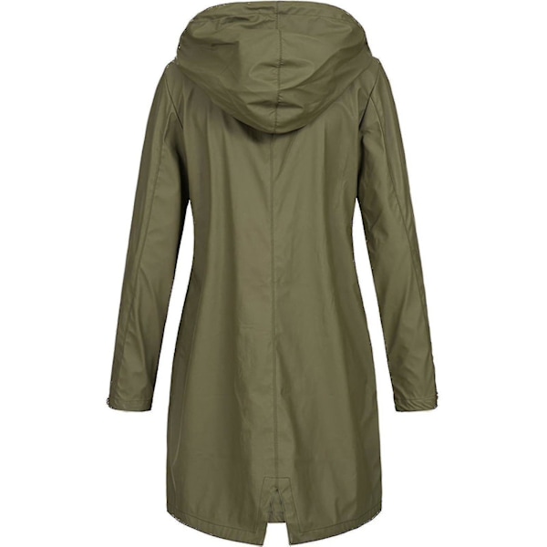 Snygg Plus Size Dam Vattentät Huva Regnrock XL Armégrön