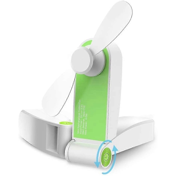 Hiljainen taskutuuletin, kannettava käsituuletin ladattava mini-USB-tuuletin kirjastoon, retkeilyyn, matkoille, toimistoon, vihreä 33,69,2 cm
