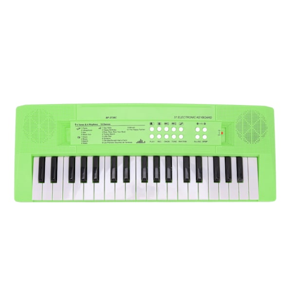 Elektroniskt piano keyboard barn 37 tangenter keyboard piano pedagogiskt instrument leksak med mikrofon grön