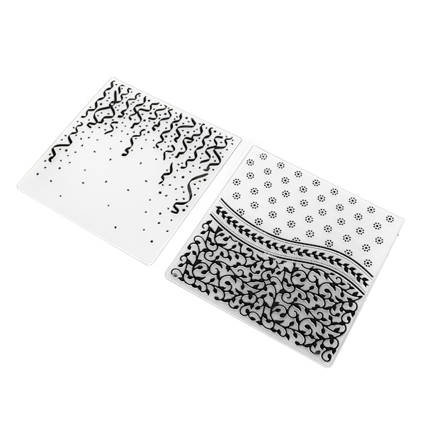 2 st präglingsmappar präglad textur 15,1x15,1cm/5,9x5,9in dekorativa plastpräglingsstenciler för DIY-pappershantverk