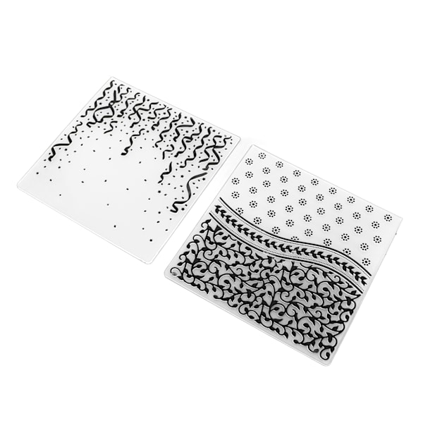 2 stk. prægemapper, præget tekstur 15,1x15,1 cm/5,9x5,9 tommer, dekorative plastprægeskabeloner til DIY-papirhåndværk