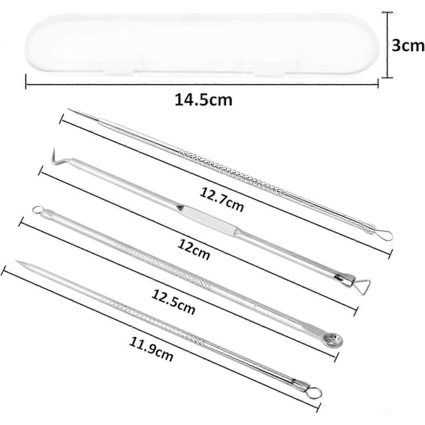 d'outils de nettoyage de points noirs, 4 pices professionnelles en acier inoxydable, extracteur de brlures et comdons, pour le soin du visage avec tui