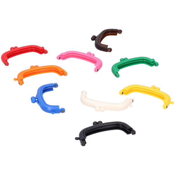 10 stk. pungramme i halvcirkelform i slikfarvet buet plast til DIY-tasker, 8,5 cm