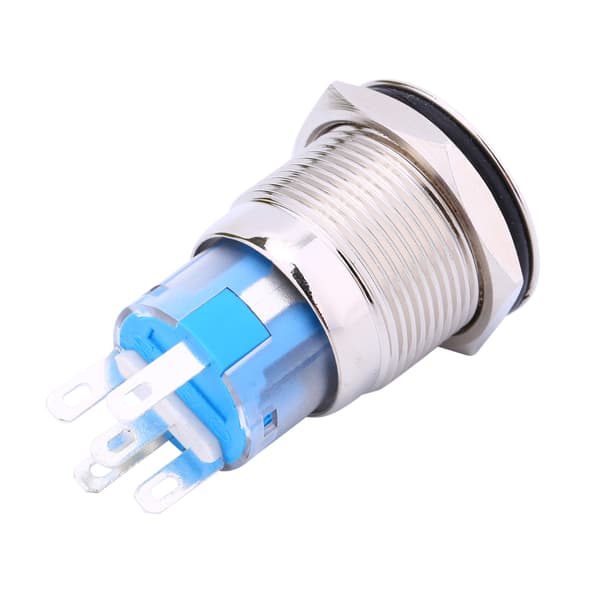 12V Auto Power Angel Eye Metal Trykknap Blå LED Lys Vippekontakt 19mm AP