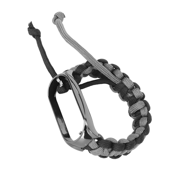 2 i 1 flettet løkkearmbånd til Mi Band 7 Justerbar strækbar nylon åndbar sportsrem med metalramme Sort grå