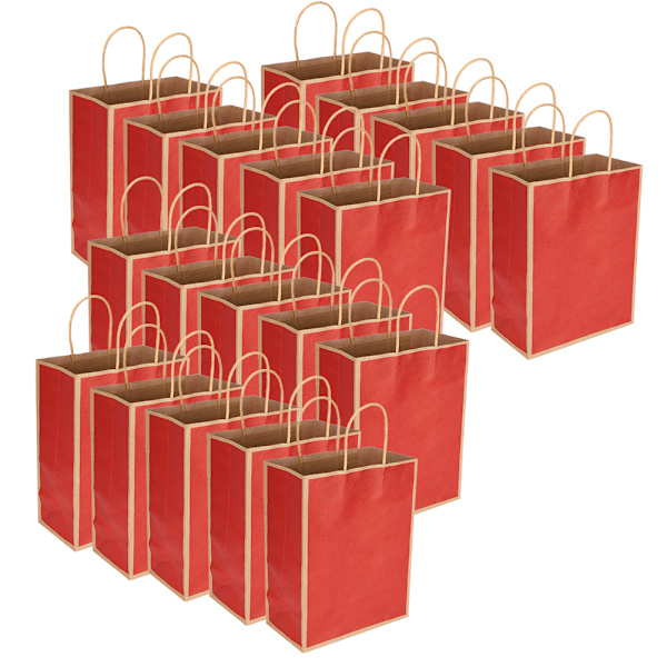 20 stk Kraft papirpose Genanvendelig miljøvenlig taske til tøjgaver 21 x 11 x 27,5 cm (mørkerød)