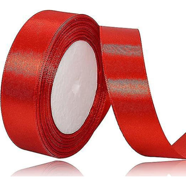 Rød båndrulle - 20 mm x 22 m - Ideel til gaveindpakning, syning, kunsthåndværk, balloner, brudebuketter og bryllupsdekorationer