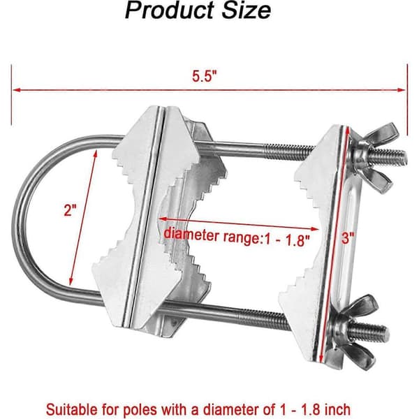 Dubbelt V-käke antennfäste med U-bultar för TV, CB (3-pack)