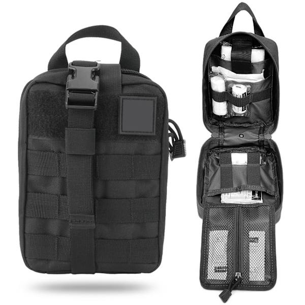 Udendørs højkvalitets rejsenødoverlevelsestaske Rescue Medical Pouch Pack (sort)
