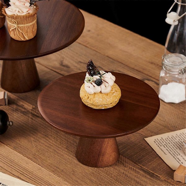Elegant Træ Kageopsats - Høj Fodet Dessertdisplay Tallerken