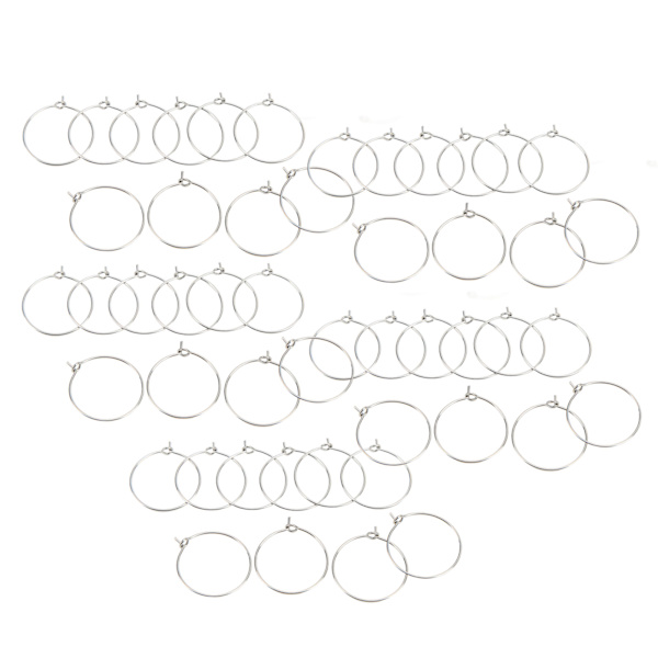 50 stk. 20 mm Bulk Hoop Øreringe i Rustfrit Stål DIY Anti Allergi Vinglas Ringe Smykkefremstilling Bryllup Fødselsdagsfest