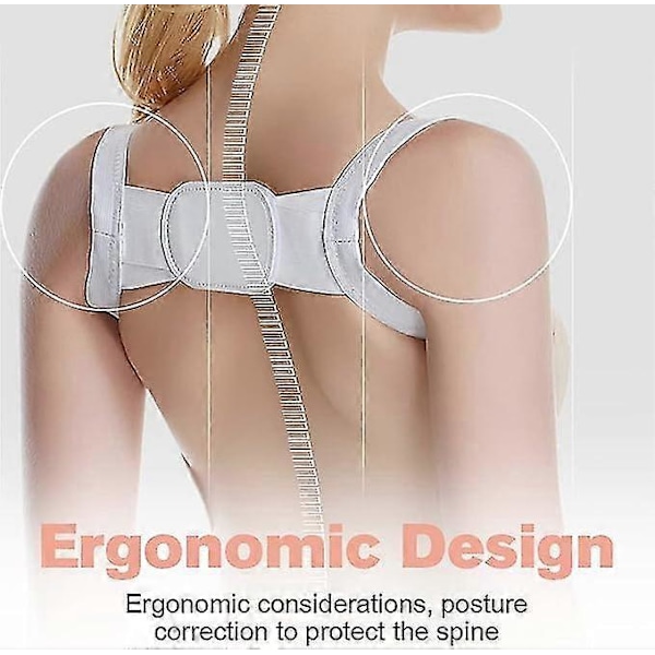 Justerbar pukkelryg korrektionsbælte til børn og voksne - 2 stk. Posture Pro Fix nakke- og skulderkorrektion sort og grå S