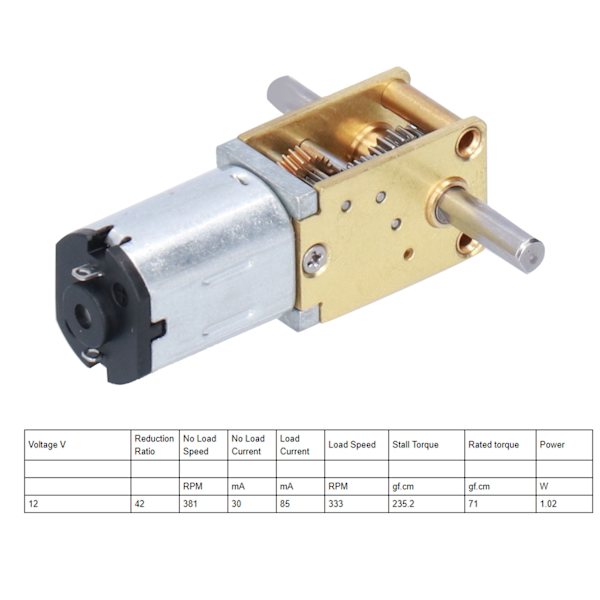 JGYN20 DC alennusmetallimoottori hiljainen mini kierukkavaihdemoottori tee-se-itse-robottileluihin (381RPM) - 1 kpl