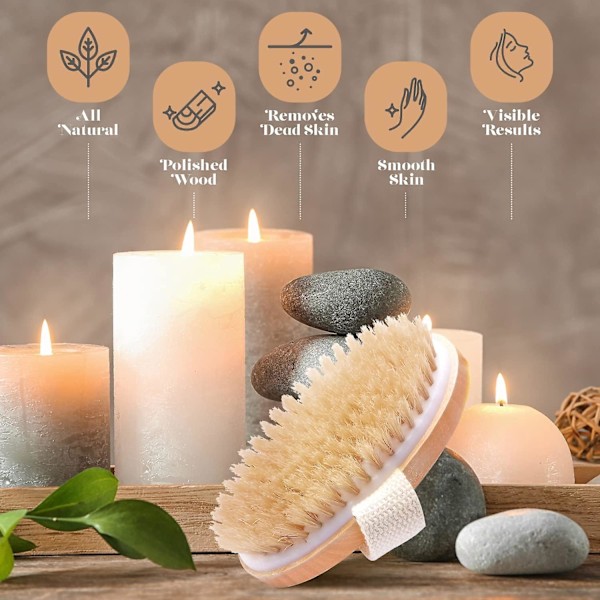 Torrborstning för kroppen - förbättrar hudens hälsa och skönhet - naturlig borste - tar bort döda hudceller och toxiner, behandlar celluliter, förbättrar lymfflödet