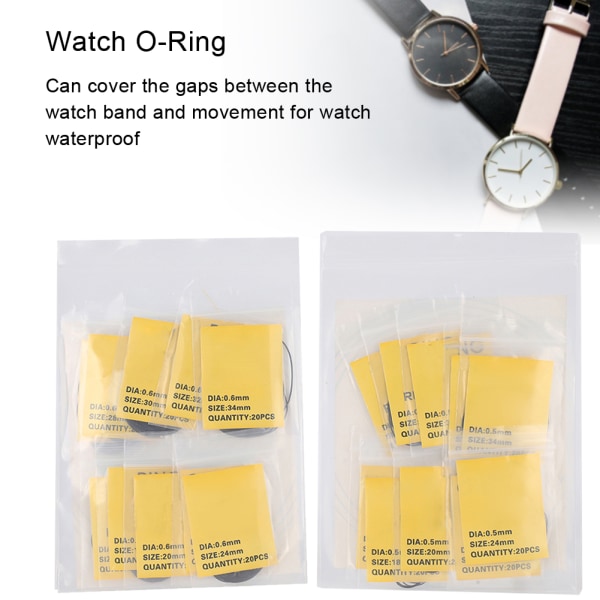 16 mm-34 mm watch O-ring gummipackning Watch Back Tätande gummireservdelar (0,5 mm 0,6 mm)