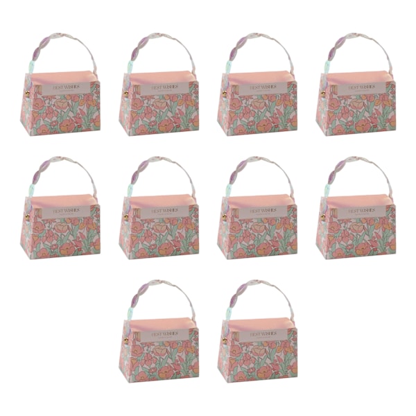 10 stk. Bryllups slikæske Rose mønster gavepose håndholdt bryllup slik gaveæske Pink 5x10x7.5cm/2.0x3.9x3.0in