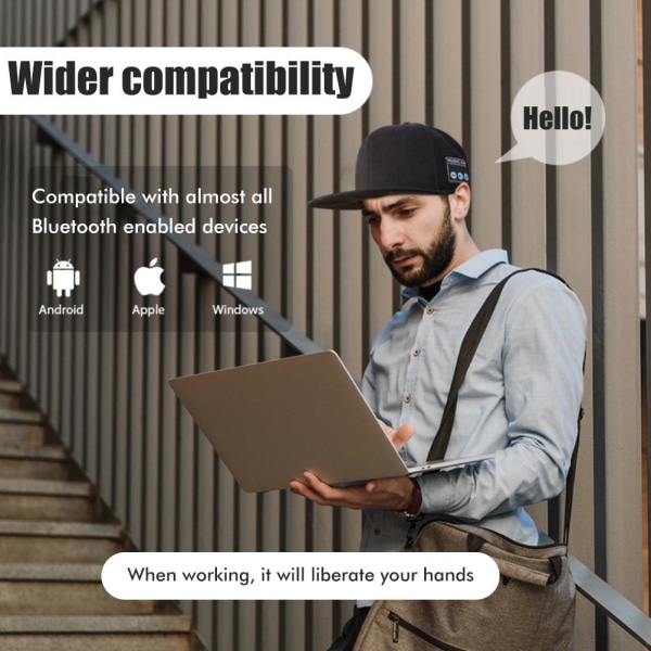 Hatt med Bluetooth -högtalare Bluetooth 5.0 Wireless Smart Speaker Baseballhatt för män Kvinnor Utomhussport Fitness